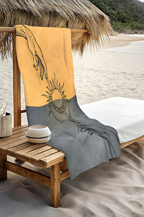 Dijital Baskı Plaj Deniz Havlusu Ay ve Yıldız Desenli Peştamal HVL0147