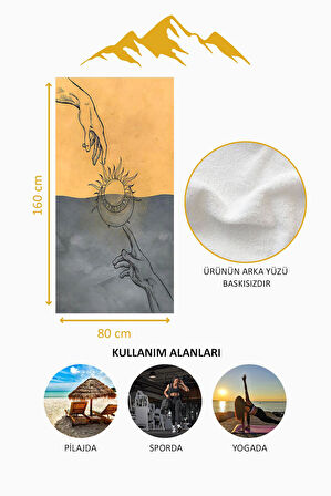 Dijital Baskı Plaj Deniz Havlusu Ay ve Yıldız Desenli Peştamal HVL0147