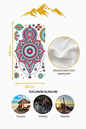Dijital Baskı Plaj Deniz Havlusu Mandala Desenli Peştamal HVL0150