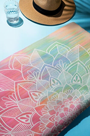 Dijital Baskı Plaj Deniz Havlusu Mandala Desenli Peştamal HVL0152