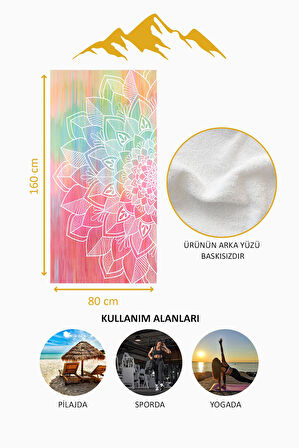 Dijital Baskı Plaj Deniz Havlusu Mandala Desenli Peştamal HVL0152