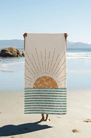 Dijital Baskı Plaj Deniz Havlusu Soyut Güneş Desenli Peştamal HVL0153