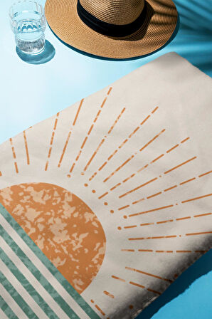 Dijital Baskı Plaj Deniz Havlusu Soyut Güneş Desenli Peştamal HVL0153