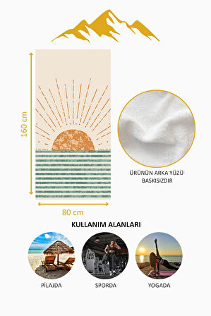 Dijital Baskı Plaj Deniz Havlusu Soyut Güneş Desenli Peştamal HVL0153