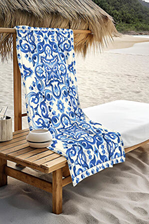 Dijital Baskı Plaj Deniz Havlusu Modern Bacı Milano Desenli Peştamal HVL0156