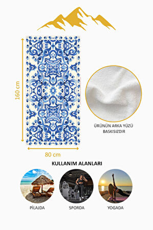 Dijital Baskı Plaj Deniz Havlusu Modern Bacı Milano Desenli Peştamal HVL0156