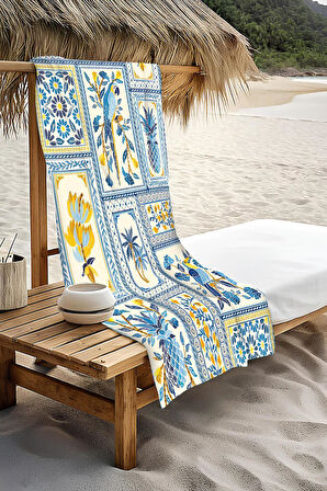 Dijital Baskı Plaj Deniz Havlusu Modern Bacı Milano Desenli Peştamal HVL0157