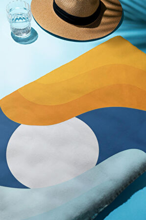 Dijital Baskı Plaj Deniz Havlusu Soyut Desenli Peştamal HVL0158