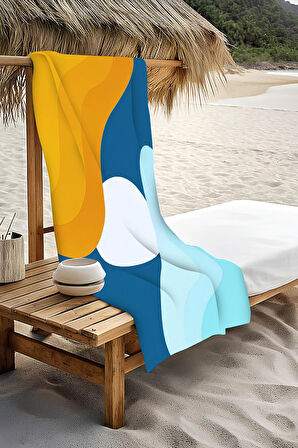 Dijital Baskı Plaj Deniz Havlusu Soyut Desenli Peştamal HVL0158