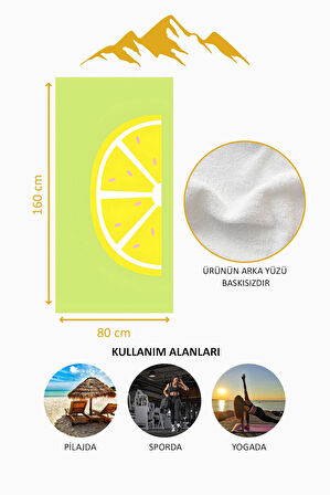 Dijital Baskı Plaj Deniz Havlusu Limon Desenli Peştamal HVL0162