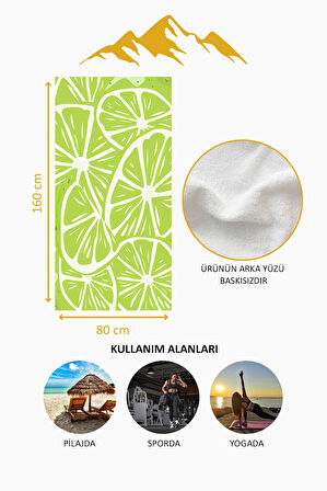 Dijital Baskı Plaj Deniz Havlusu Limon Desenli Peştamal HVL0164
