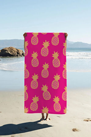 Dijital Baskı Plaj Deniz Havlusu Ananas Desenli Peştamal HVL0167