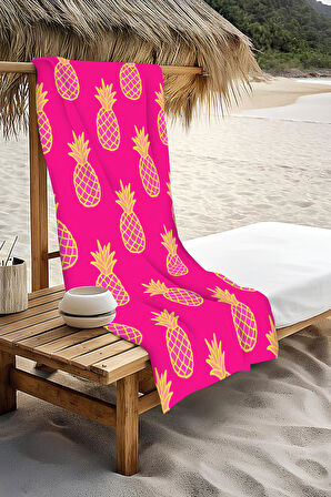 Dijital Baskı Plaj Deniz Havlusu Ananas Desenli Peştamal HVL0167