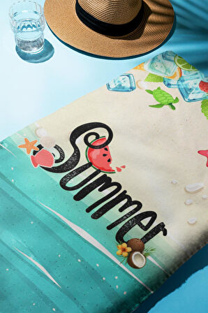 Dijital Baskı Plaj Deniz Havlusu Summer Desenli Peştamal HVL0169