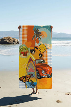 Dijital Baskı Plaj Deniz Havlusu Modern Desenli Peştamal HVL0170