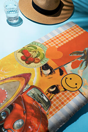 Dijital Baskı Plaj Deniz Havlusu Modern Desenli Peştamal HVL0170