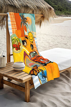 Dijital Baskı Plaj Deniz Havlusu Modern Desenli Peştamal HVL0170