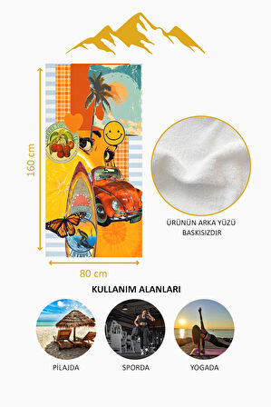 Dijital Baskı Plaj Deniz Havlusu Modern Desenli Peştamal HVL0170