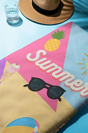 Dijital Baskı Plaj Deniz Havlusu Summer Desenli Peştamal HVL0171
