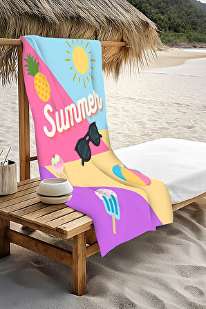 Dijital Baskı Plaj Deniz Havlusu Summer Desenli Peştamal HVL0171