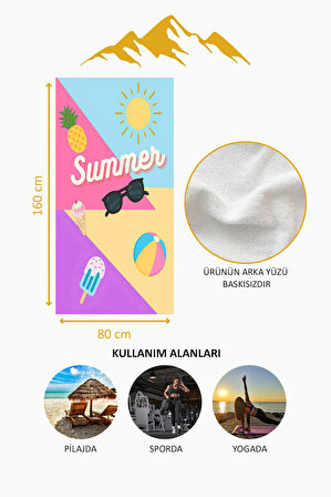 Dijital Baskı Plaj Deniz Havlusu Summer Desenli Peştamal HVL0171