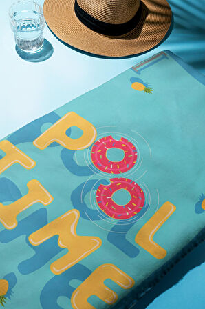 Dijital Baskı Plaj Deniz Havlusu Pool Time Desenli Peştamal HVL0173