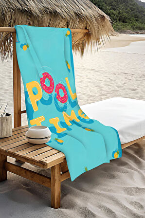 Dijital Baskı Plaj Deniz Havlusu Pool Time Desenli Peştamal HVL0173