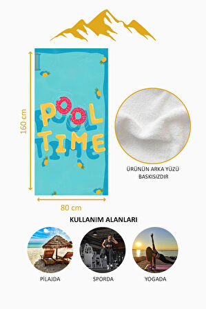 Dijital Baskı Plaj Deniz Havlusu Pool Time Desenli Peştamal HVL0173