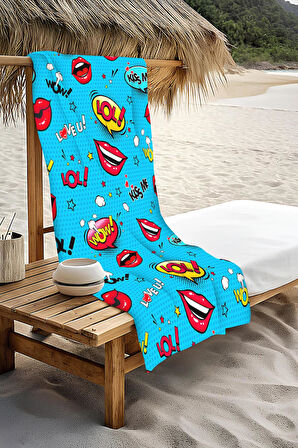 Dijital Baskı Plaj Deniz Havlusu Modern Desenli Peştamal HVL0174