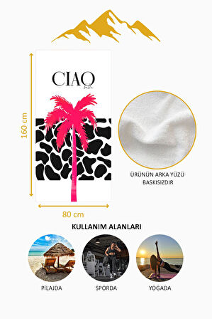 Dijital Baskı Plaj Deniz Havlusu CIAO Desenli Peştamal HVL0175