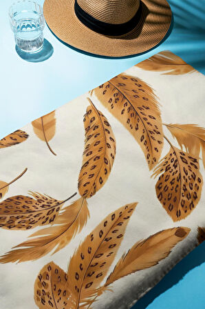 Dijital Baskı Plaj Deniz Havlusu Tüy Desenli Peştamal HVL0180