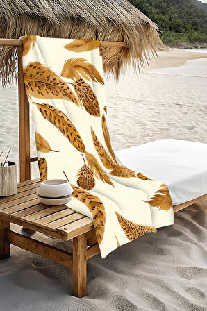 Dijital Baskı Plaj Deniz Havlusu Tüy Desenli Peştamal HVL0180