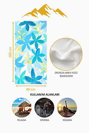 Dijital Baskı Plaj Deniz Havlusu Çiçek Desenli Peştamal HVL0181