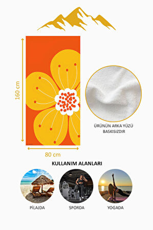 Dijital Baskı Plaj Deniz Havlusu Çiçek Desenli Peştamal HVL0182