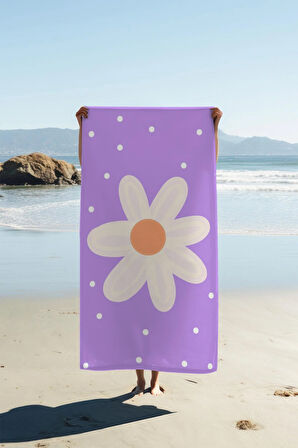 Dijital Baskı Plaj Deniz Havlusu Çiçek Desenli Peştamal HVL0183