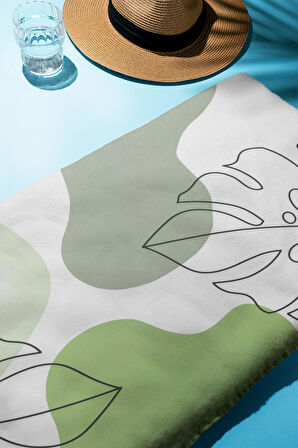 Dijital Baskı Plaj Deniz Havlusu Yaprak Desenli Peştamal HVL0184