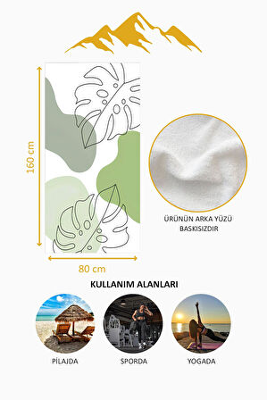 Dijital Baskı Plaj Deniz Havlusu Yaprak Desenli Peştamal HVL0184