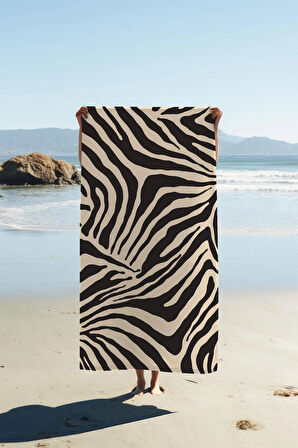Dijital Baskı Plaj Deniz Havlusu Zebra Desenli Peştamal HVL0185
