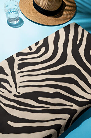 Dijital Baskı Plaj Deniz Havlusu Zebra Desenli Peştamal HVL0185