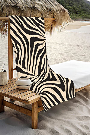 Dijital Baskı Plaj Deniz Havlusu Zebra Desenli Peştamal HVL0185