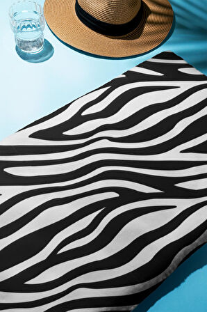 Dijital Baskı Plaj Deniz Havlusu Zebra Desenli Peştamal HVL0186