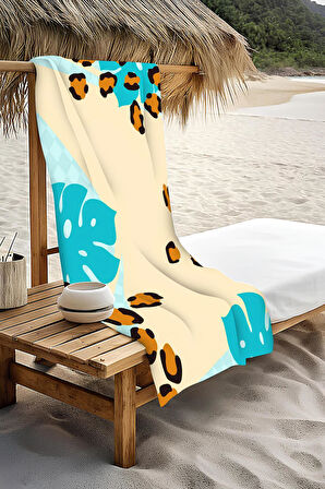 Dijital Baskı Plaj Deniz Havlusu Leopar Desenli Peştamal HVL0189