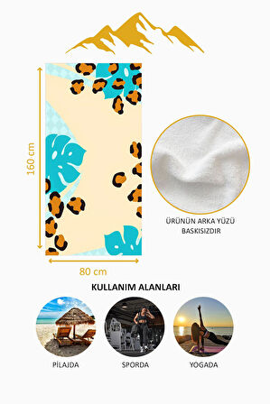 Dijital Baskı Plaj Deniz Havlusu Leopar Desenli Peştamal HVL0189