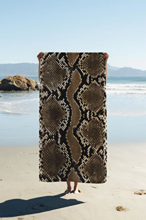 Dijital Baskı Plaj Deniz Havlusu Yılan Derisi Desenli Peştamal HVL0191