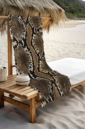 Dijital Baskı Plaj Deniz Havlusu Yılan Derisi Desenli Peştamal HVL0191