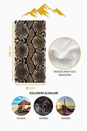 Dijital Baskı Plaj Deniz Havlusu Yılan Derisi Desenli Peştamal HVL0191