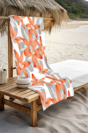 Dijital Baskı Plaj Deniz Havlusu Çiçek Desenli Peştamal HVL0092