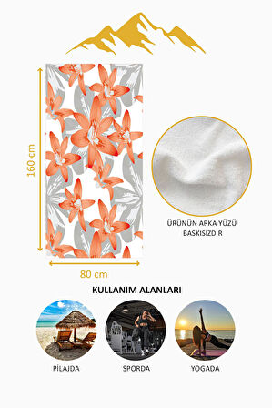 Dijital Baskı Plaj Deniz Havlusu Çiçek Desenli Peştamal HVL0092