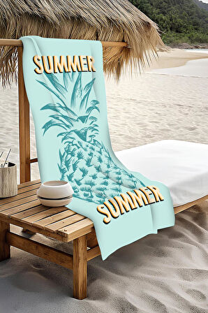 Dijital Baskı Plaj Deniz Havlusu Ananas Desenli Peştamal HVL0093