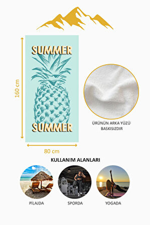 Dijital Baskı Plaj Deniz Havlusu Ananas Desenli Peştamal HVL0093